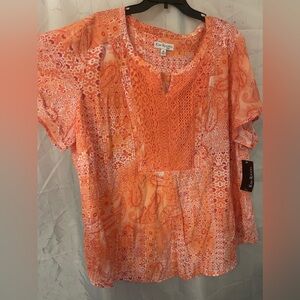🧡Kim Rogers Casual Orange Curvy Top Women’s Size 3X NWT🧡
